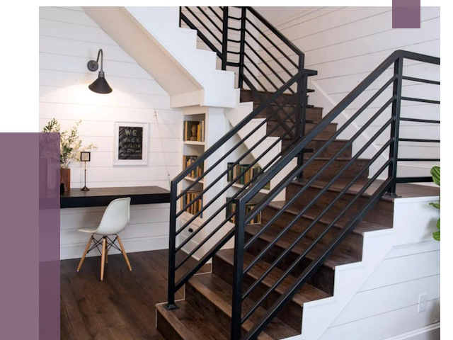 Перила для лестницы в доме в Амурске от 7491 руб. — ПРОЛЁТ-Мрс