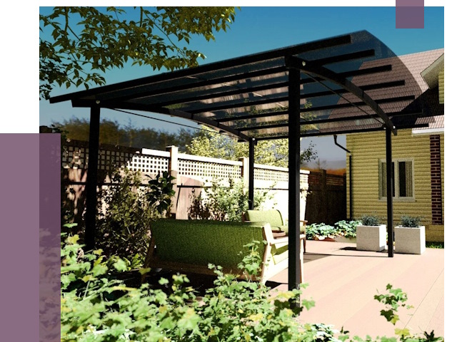 Навесы для террасы в Амурске от 13173 руб. под ключ | ПРОЛЁТ-Мрс