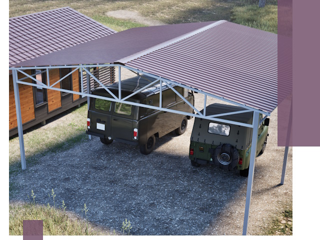 Двускатные навесы под ключ в Амурске — изготовление и монтаж